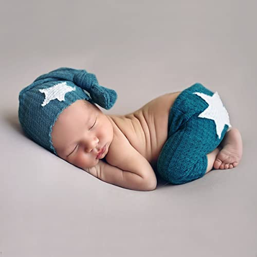 Uposao 2 piezas de accesorios de fotografía para recién nacidos, traje de sesión de fotos para bebés, pantalones de ganchillo con gorro de punto, gorra de fotografía, accesorios para niños pequeños
