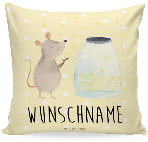 Mr. & Mrs. Panda Kuschelkissen personalisiert Maus Sterne - Personalisierte Geschenke, Babykissen mit Namen, Namenskissen, Personalisiertes, Geburtstag, Lustige Sprüche, Kissen, Taufgeschenk, Träume