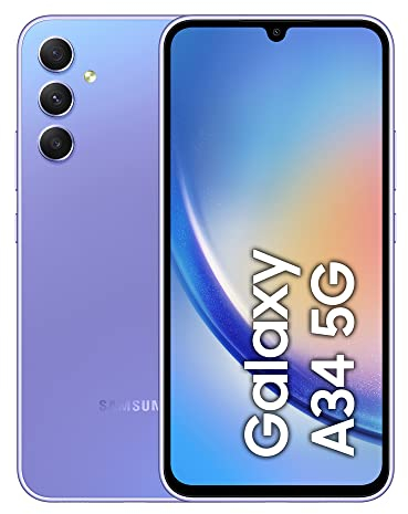 Samsung Galaxy A34 5G, Android Smartphone, 6,6 Zoll Dynamic AMOLED Display, 5.000 mAh Akku, 128 GB/6 GB RAM Handy in Awesome Violet inkl. 30 Monate Herstellergarantie [Exklusiv bei Amazon]