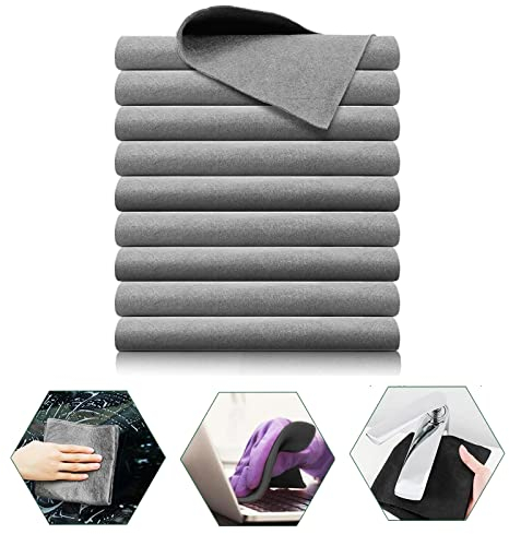 Paño De Limpieza Mágico, 10pcs Microfiber Cleaning Cloth, All-Purpose Paños de Limpieza Mágicos Engrosados, Trapos de Limpieza Reutilizables, para Cocina, automóvil, Vidrio,Ventana, Espejos