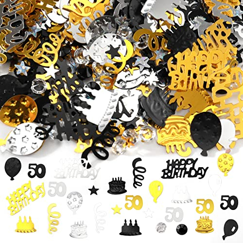 Konfetti 50 Geburtstag Deko,Tischdeko 50 Geburtstag Deko Gold Schwarz,Konfetti Streudeko 50 Geburtstag Frauen Männer,Partydekorationen