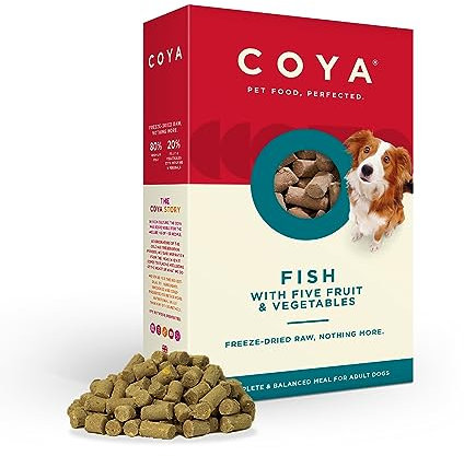 Coya Freeze-Dried Dog Food, Fish (150g) Hypoallergenic & Grain Free, Made With 80% Fish & 20% Fruits & Veggies | Complete Raw Solution, Easy & No Chore