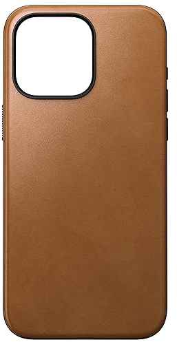 NOMAD Modern Leather Case | for iPhone 15 Pro Max | Protective Case Made of Polycarbonate Genuine Leather | MagSafe Compatible | English Tan