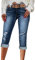 3/4 Jeans Damen Sommer - Kurze Hose Jeans Damen High Waist Skinny Jeanshose Slim Fit Dreiviertel Denim Hose mit Löchern Jeans Zerrissene Sommerjeans Caprihose Leggings Jeans für Damen