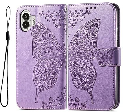 PEIYE Coque Cuir Étui pour Nothing Phone 2 Housse, Etui Portefeuille Case Cover, Fermeture Magnétique, Flip Béquille et Emplacements pour Cartes,Violet Clair