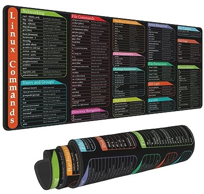 Linux Commands Programmer Shortcuts Mauspad 80 x 20 cm Mauspad erweiterte große rutschfeste Gummiunterseite große Tastaturmatte genähte Kanten Gaming Büro, Black26