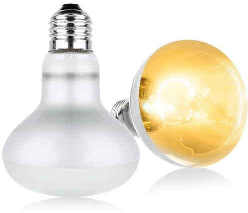 Adiwo Basking Spot Lamp, 2 Pack 100W Reptile Heat Bulb, Tortoise Heat Lamp, Natural Light Basking Bulb Light Heat Lamp for Reptiles, Amphibian, Chicks, Puppies Heating Use (White)