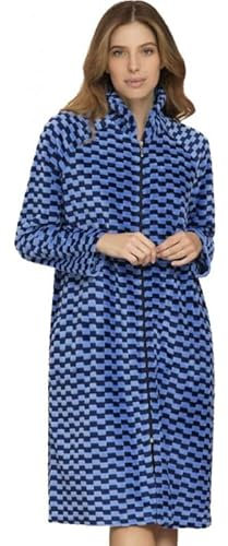 Linclalor Vestaglia donna in caldo coral con zip art. 88662-56, Blu royal