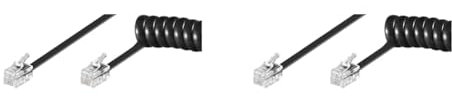 goobay 68003 Telefonkabel RJ10 Stecker Telefonhörerkabel Spiralkabel Telefonstecker RJ10 Kabel Festnetztelefon Telefonhörer Telefon Kabel Schwarz 7m (Packung mit 2)