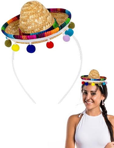 Sombrero Partyhüte, klassische Cinco De Mayo Sombrero Stirnbänder, Mini mexikanischer Partyhut mit Stirnband, Fiesta-Stirnbänder, Partykostüm für Spaß, Fiesta-Hut, Partyzubehör, mexikanische