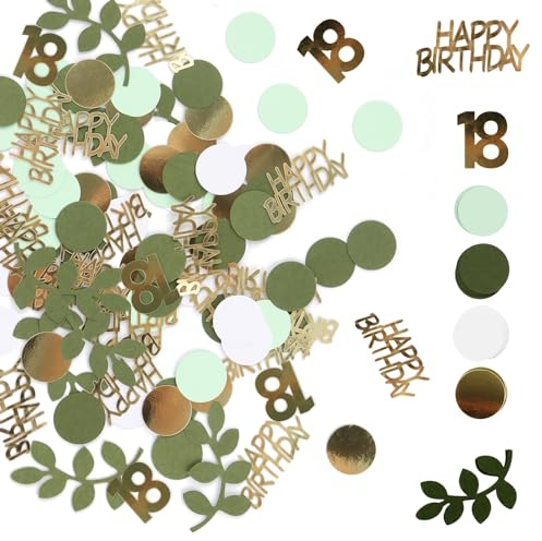 Lnjya Konfetti 18 Geburtstag Deko, 400 Stück Konfetti Geburtstag Tischdeko Konfetti HAPPY BIRTHDAY, Streudeko Geburtstag Tischdeko für 18 Geburtstag Deko Tisch, Konfetti Grün für Mädchen Junge