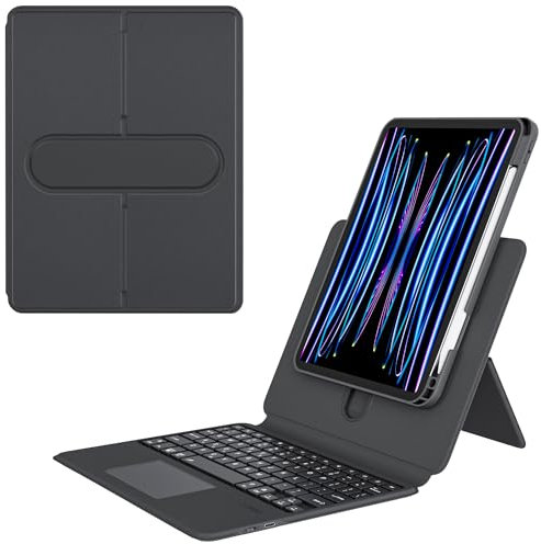 SCIMIN Funda con teclado Bluetooth para iPad Air 3 (10.5 pulgadas) / iPad Pro de 10.5 pulgadas, funda protectora magnética/ratón TrackPad, luz trasera, ajuste de altura deslizante, rotación de 360