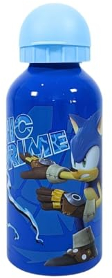 My sweety pop - Cantimplora de aluminio para niños, guardería infantil - Escuela - Vacaciones - Comida - 17,5 cm - 400 ml - Hidratación - Idea de regalo (Sonic Prime - Azul)