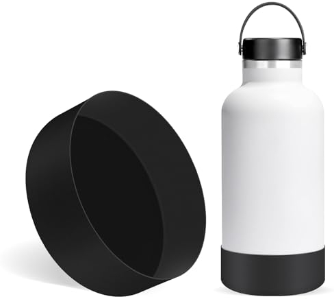 Linkidea Water Bottle Boot Compatible with YETI Rambler Bottle 64oz, Silicone Water Bottle Bottom Sleeve Cover Protector, Waterbottle Bumper (Black)