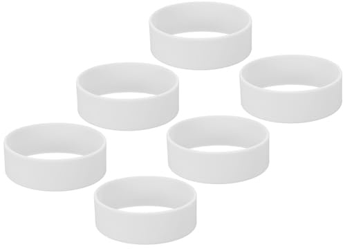 YOKIVE 6 Pcs Sublimation Tumblers Holder Ring Bands, Heat Resistant Elastic Silicone Accessories, Great for 20 Oz Skinny Blank Cup (White, 0.98-Inch)