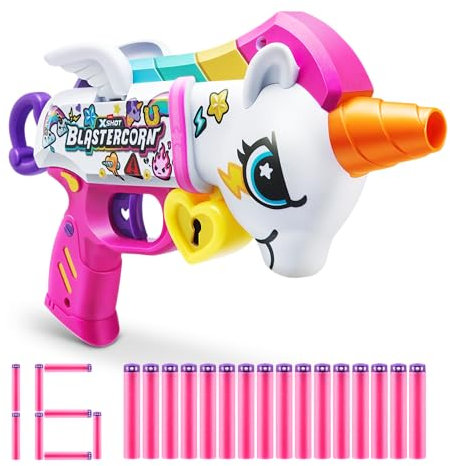 ZURU XSHOT Blastercorn mit 16 Darts: Einhorn-Thema, Schießspielzeug für Unisex-Kinder ab 3 Jahren