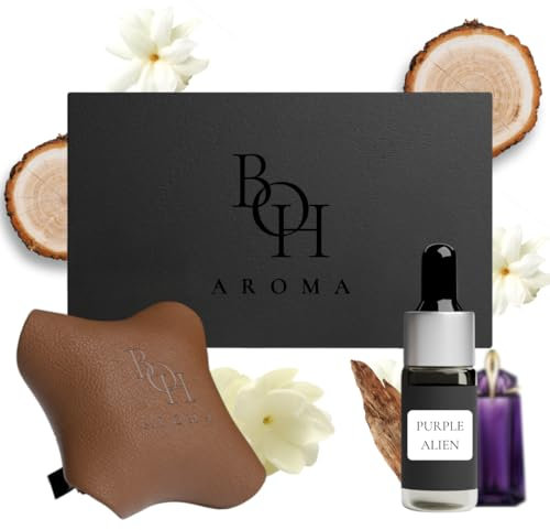 PURPLE ALIEN Auto Parfüm I Autoduft I Auto Lufterfrischer I Autoduft mit eigenem parfum | Echtleder | Lang anhaltende Autozubehör Innenraum | Car Perfume | 10 ml Duftöl