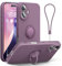 abitku for iPhone 16 Case with Ring Stand, Liquid Silicone Slim Design Support Magnetic Car Mount (with Wrist Strap Lanyard) Phone Cover for iPhone 16 6.1 inch (Lilac Purple)