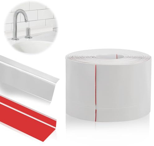 DBREAKS 10M Weichsockelleiste, 50 * 20mm selbstklebende Bodenleiste, Abschlussleiste aus PVC, Selbstklebend Küchenabschlussleiste Knickleiste, Sockelleiste Fugendichtungsband für Badezimmer(Weiß)