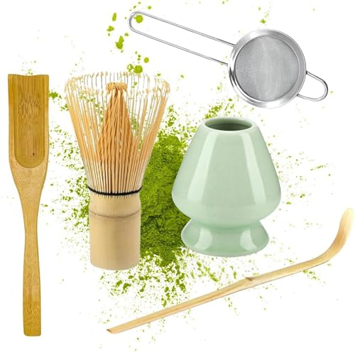 BONDIBUY Set Te Matcha, Kit Matcha Completo, Matcha Set, Te Matcha Kit Completo, Chasen Bambu Matcha, Set Te Matcha Kit, Set Te Matcha 5 Piezas, Kit Matcha Ceremonial