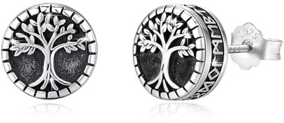 YueYuan Wikinger Ohrringe 925 Sterling Silber Nordischer Wikinger Schmuck Herren Ohrstecker mit Wikinger Runen Weihnachten Halloween Ostern Valentinstag Geburtstag Schmuck Geschenke für Herren