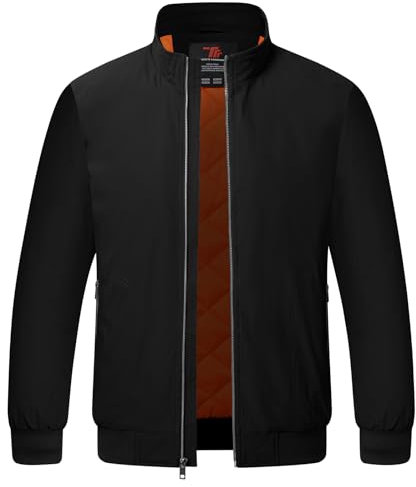 YSENTO Mens Bomber Jackets Winter Casual Windbreakers Jacket Windproof Lined Warm Baseball Coat Outwear(Black,L)