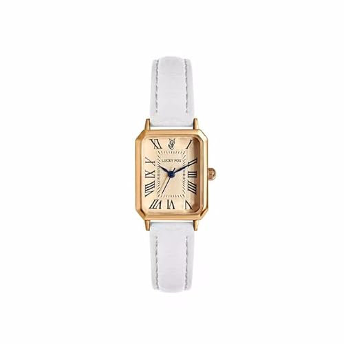 ALCENTIS Montre Analogique pour Femmes, Boîtier en Or Rose, Bracelet en Cuir (Bracelet Blanc)