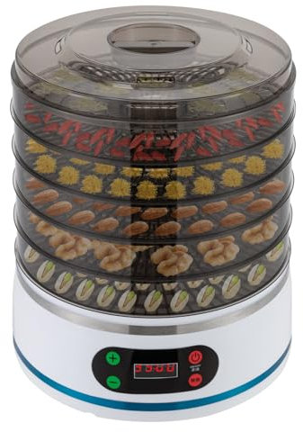 350W 5 Ebenen Lebensmittel-Dörrgerät mit LED-Anzeige, Food Dehydrator Dörrautomat mit Temperaturregler (35-70 ℃), 72h-Timer Dörrautomat Dörrapparat Trockner für Obst, Gemüse, Fleisch