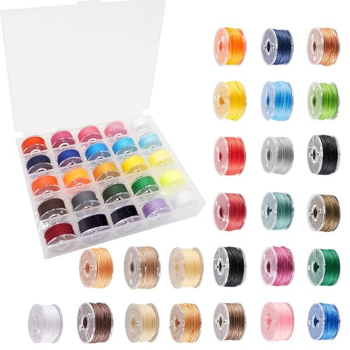 25 Rotoli Colorato Cordoncino,Fili Cerati,Filo Cotone Cerato,Fili Filo Cordoncino Cotone,Colorato Cordoncino,Corda Cerata,Filo di Poliestere Cerato per Fai Da Te Handcrafting,Leather Sewing