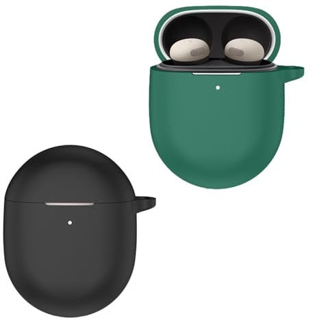 [2 Pack]Case for Google Pixel Buds Pro 2 with Carabiner,Anti-Scratch Premium Soft Silicone Full Protective Case,Shockproof Ultra Slim Headphone Protective Case for Google Pixel Buds Pro 2,Black+Green