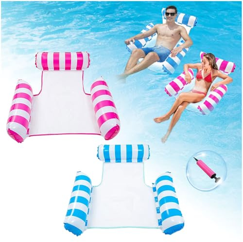 2 Pack Inflatable Pool Floats Hammock,4 in 1 Swimming Pool Float Hammock for Adults,Inflatables Pool Lounge Chairs,Inflatable Pool Toys Water Hammocks,Multi-Purpose Water Floating Rafts