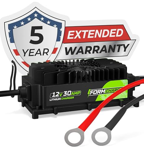 FORM - 12V 30A lithium battery charger, waterproof design, 14.6 volt output smart charger for lithium or LiFePO4 batteries