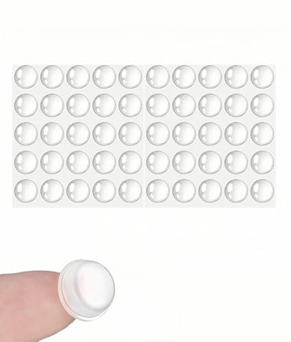 Small Silicone Rubber Bumper Pads | 50 Clear Soft Close Pads | Self Adhesive Furniture Door Bumpers | Coaster Feet | Anti Door Slam | Cupboard Door Stoppers