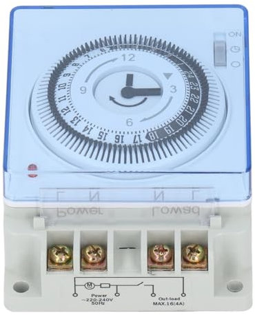 SWLECA Interruptor de temporizador mecánico de 24 horas, temporizador de 12 V, apagado automático, temporizador de conexión rápida para control de iluminación y sistemas de escape