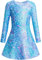 Gogokids Mädchen Eiskunstlauf Kleid, Langarm Eislaufkleider mit Druckmuster, Kinder Ballettkleid, Tanzkleid für Eiskunstlauf Gymnastik Ballett Wettbewerb Performance