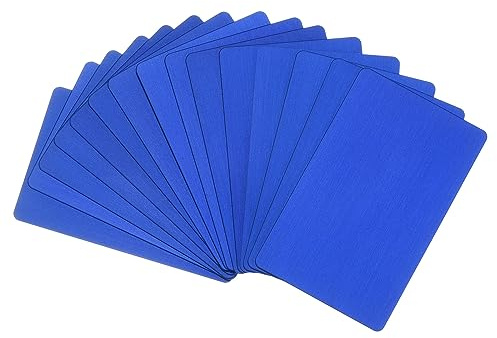 PATIKIL 30 Tarjetas De Presentación Metálicas Anodizadas 0.8mm De Grosor Planchas De Aluminio Anodizado 3.4x2.1 Pulgadas Para Grabado laser Personalizable DIY Azul