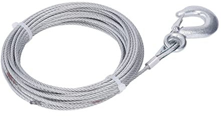 Cavo per Verricello in Acciaio, Fune per Verricello e Resistente, Resistenza di 2000 Libbre, Zincato, 4 Mm X 12 M per Casa Elettrica