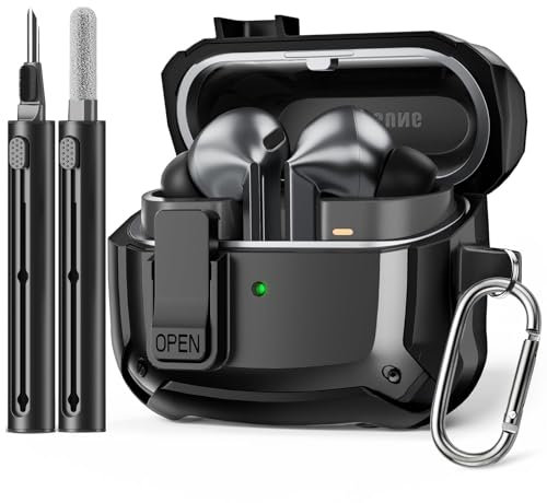 Tuocal Case Cover Compatible with Samsung Galaxy Bud 3 / Buds 3 Pro Case with Cleaner Kit, Rugged Shockproof Drop Protection Scratch Resistant for Galaxy Bud 3 with Cleaning Pen & Carabiner