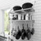 KES Silver Gray Pot Rack for Kitchen, 76CM Pan Hanger Wall Mounted, 2-Tier Hanging Storage with 12 Hooks for Kitchen Storage and Organization, KUR215S75B-SG