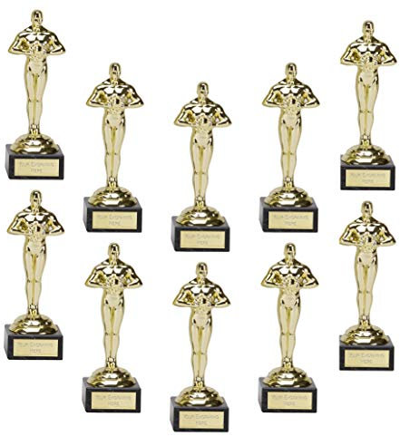 10x Personalised Engraved Achievement Statue Trophy Award Gold Style 171mm / 7 by TrophyMaster ¦ Kids, School, Work Party, Leavers Award, Novelty Award. Includes Free Engraved Metal Plate