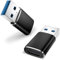 Pack 2 USB to USB C Adapter for iPhone 16 16e 15 Car Charger Adapter 2 Pack,Type C Female to USB A Male Cable Converter for iPhone 14 13 12 Pro Max Plus,AirPods,Samsung Galaxy S25 (Black)