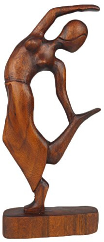 Tokoindah Yoga-Frau – abstrakte Holzfigur aus Naturholz, Handarbeit, 30 cm