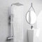 AICA Set de columna de ducha cromado cuadrado, barra ajustable y flexible en altura para baño y bañera (Alcachofa grande 25x25cm)