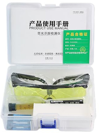 Anti Fuite Climatisation Voiture, Détecteur De Fuite De Réfrigérant CVC, Ensemble Kit Détection Climatisation Auto, Avec Lampe UV Fluorescente Pour Camping Car, Automobile Et Sous-Sol