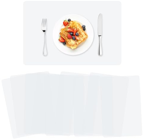 WEFHEF 10 Stück Tischset Transparent, Kunststoff Platzdeckchen Tischunterlagen Tischmatte durchscheinend Esstisch Platzset Telleruntersetzer Tischschutzmatte Oder Schreibunterlage (43 x 28 cm)