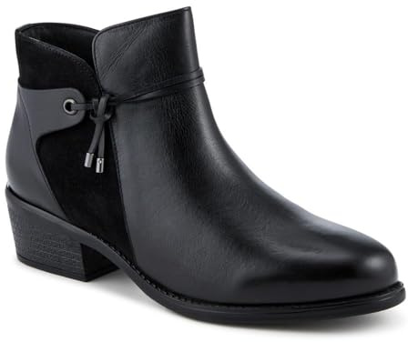 Pavers Wide Fit Leather Tasselled Block Heel Ankle Boots - Black Size 3