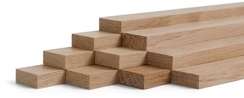 Woodsellers® 10er‑Set Holzleisten Eiche gehobelt 500 × 25 × 8 mm – Massivholzleisten naturbelassen & verleimfertig – für Möbelbau, Innenausbau & DIY