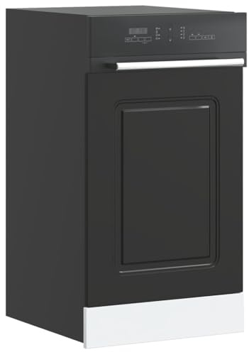Qnhdfrt Kalmar Dishwasher Front Panel Black 45x1.5x67 cm Engineered Wood Kitchen Cupboard Door Protector Modern Slim for Built-in Dishwasher