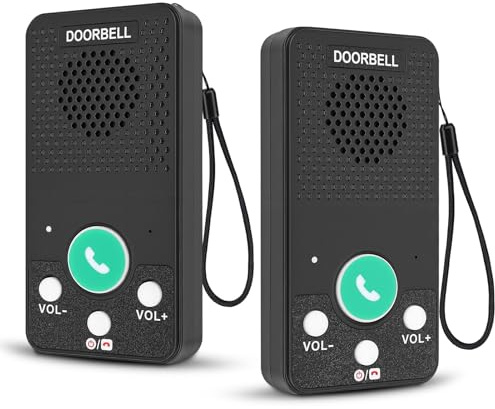 HISUEKIG 2 Pezzi Campanello Interfono Senza Fili, Full Duplex Room to Room comunicazioni Citofono con 8 livelli di volume, 4 suonerie, Wireless Impermeabile Campanello per casa giardino uffici
