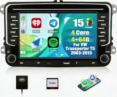 4G+64G CAMECHO Android 15 Carplay Autoradio per VW Golf 5 6 Polo 5, Nav Wireless Android Auto, 2 DIN Stereo con Schermo da 9 Pollici per Skoda Passat B6 B7 Seat Bluetooth 5.0 RDS/FM MirrorLink